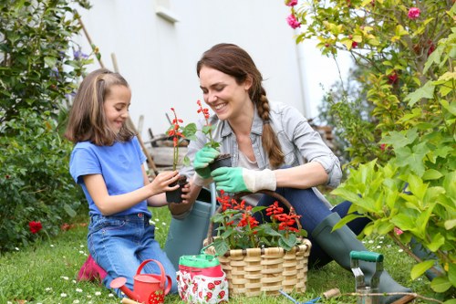 Gardening team preparing tools for safe garden work